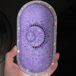 Beautiful Purple Moon Child Resin Tray Crystals